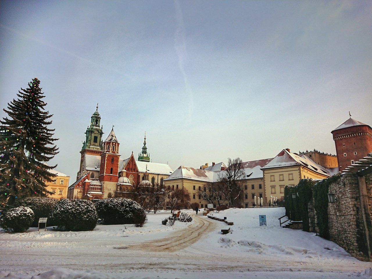 Widok na zimowy Wawel.